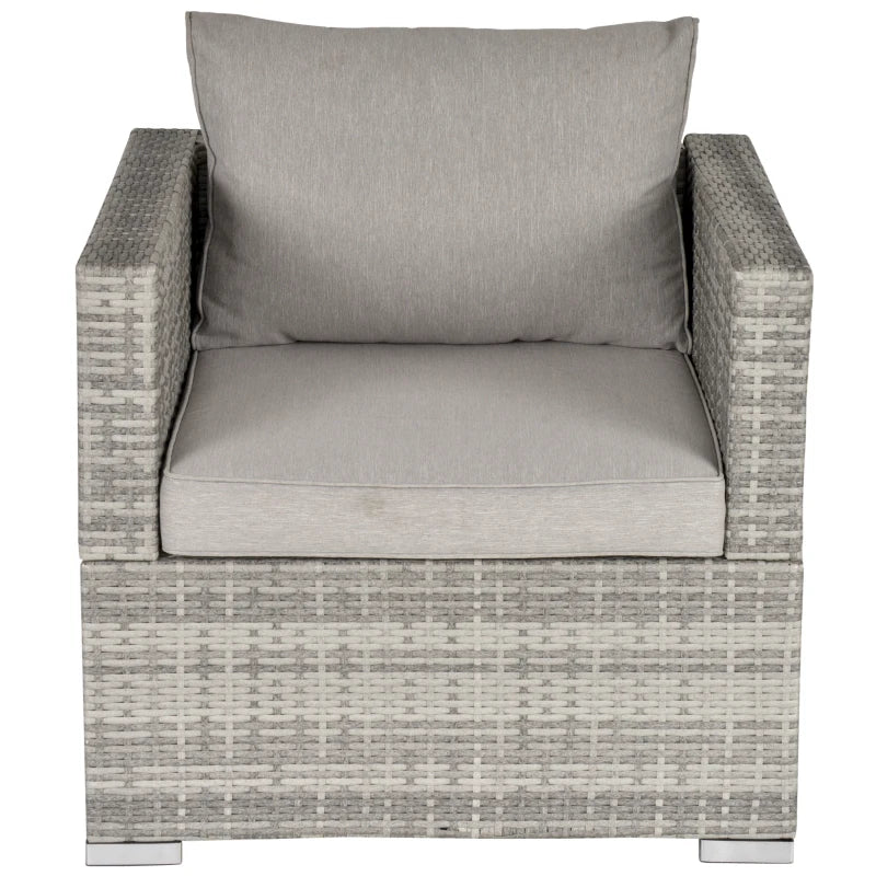 Light Grey Single Seater Rattan Chair with Padded Cushions