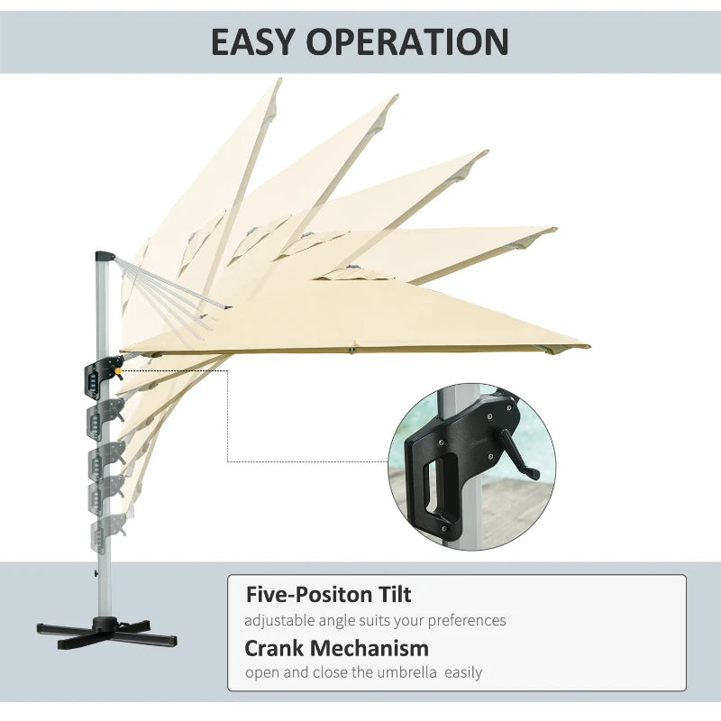 3m x 3m Khaki Cantilever Roma Parasol