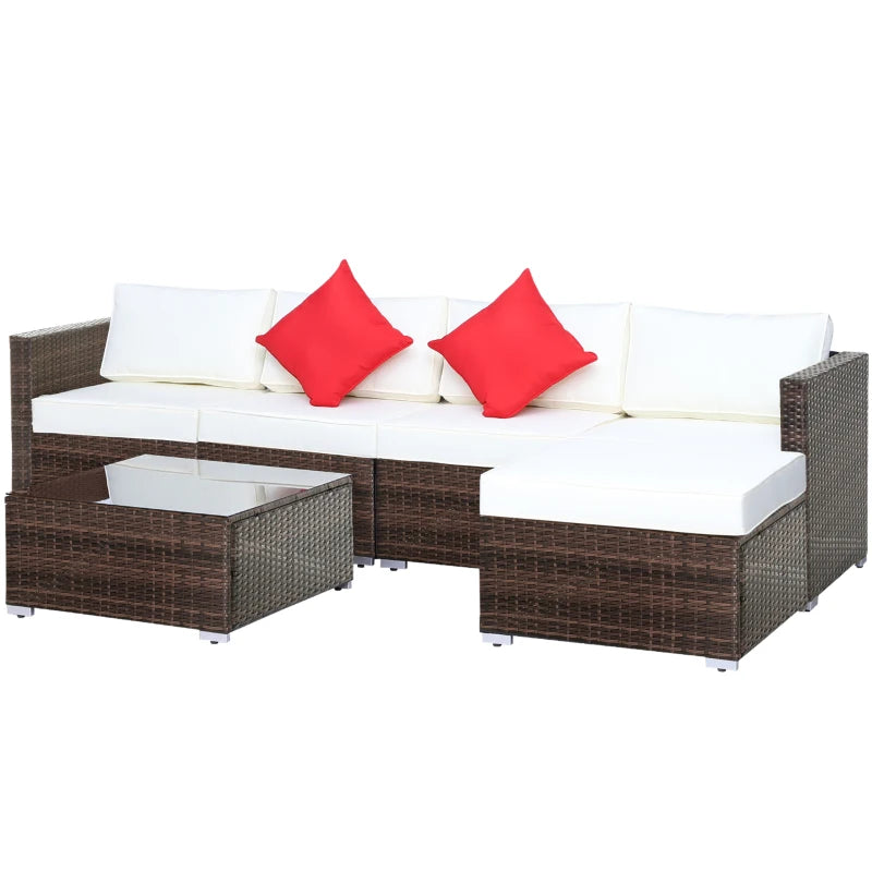6 Piece Wicker Sofa - Brown Aluminium Frame With Cushions