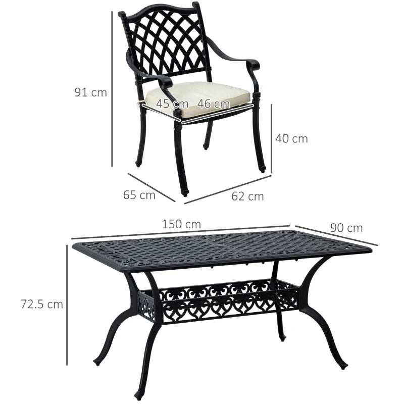 Black 7 Piece Aluminium Dining Set