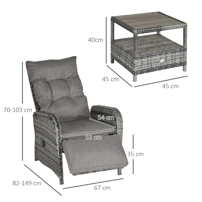 2 Seater Rattan Chaise Lounge Sofa Set w/ Cushion