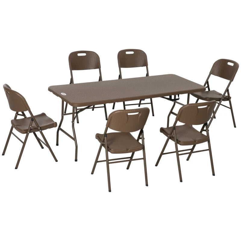 7 Seater Brown Foldable Dining Set