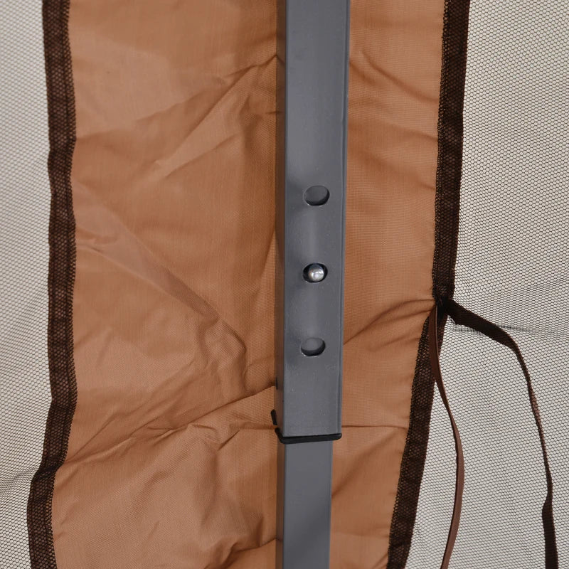Brown 3m x 3.5m Hexagonal Pop Up Gazebo - Bag Included