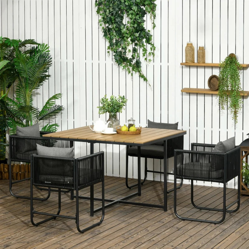 4 Seater Rattan Cubed Dining Set
