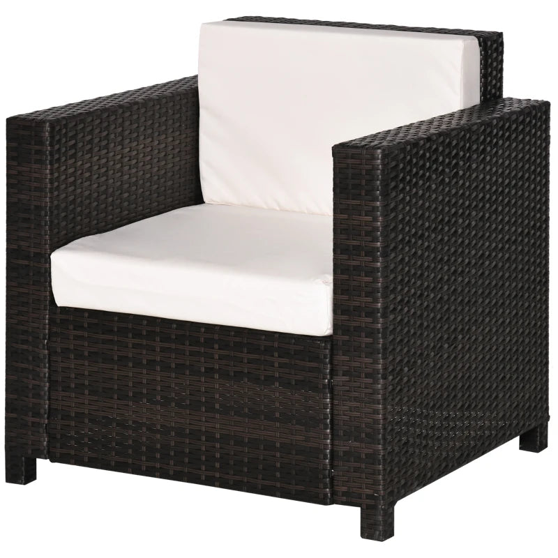Black Single Seater Rattan Armchair + Cream Cushions with Armrests