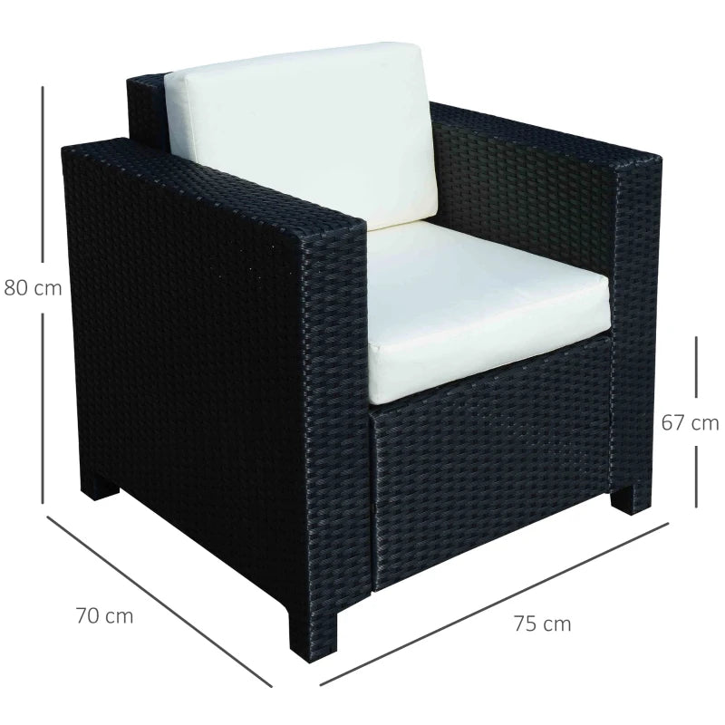 Black Single Seater Rattan Armchair with Armrests