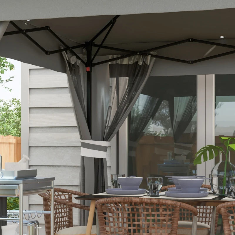 Grey Pop Up Gazebo with Solar-Powered LED Lights