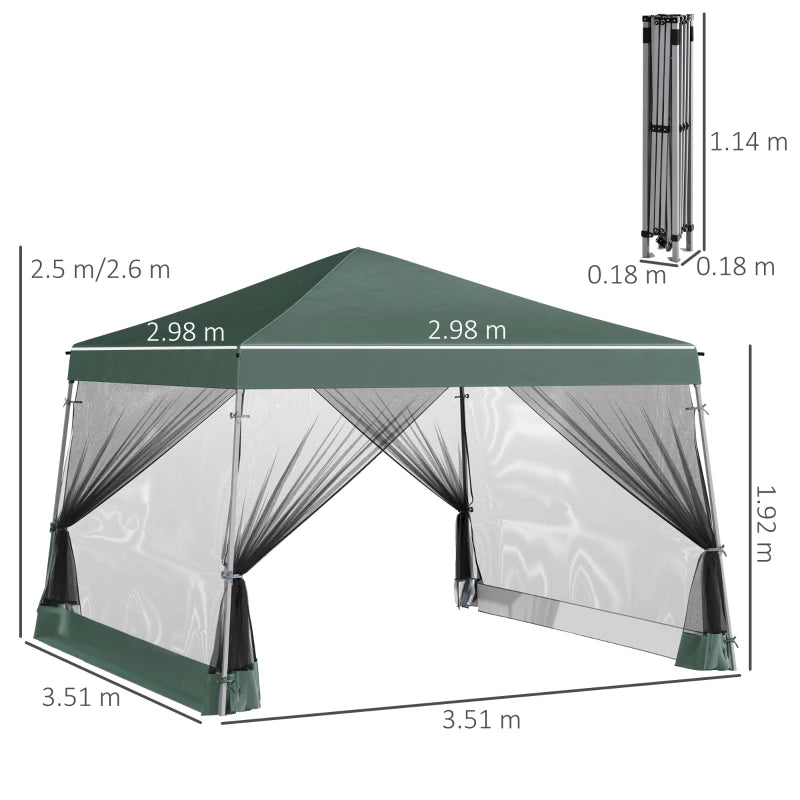 Green Outdoor Garden Pop-up Gazebo Canopy Tent Swith Mesh Screen Side Walls