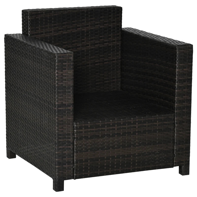 Black Single Seater Rattan Armchair with Armrests