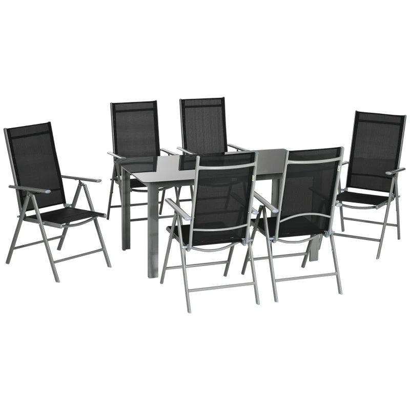 6 Seater Outdoor Aluminium Dining Ensemble - Foldable Chairs