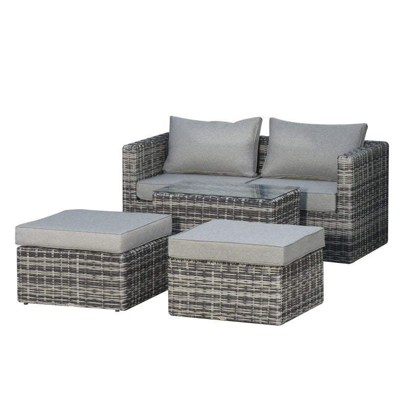 Mixed Grey Chaise Lounge Double Sofa Bed With Coffee Table & Footstool