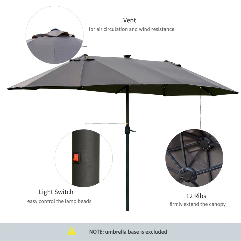 4.4m Dark Grey Patio Shade With LED Solar Lights