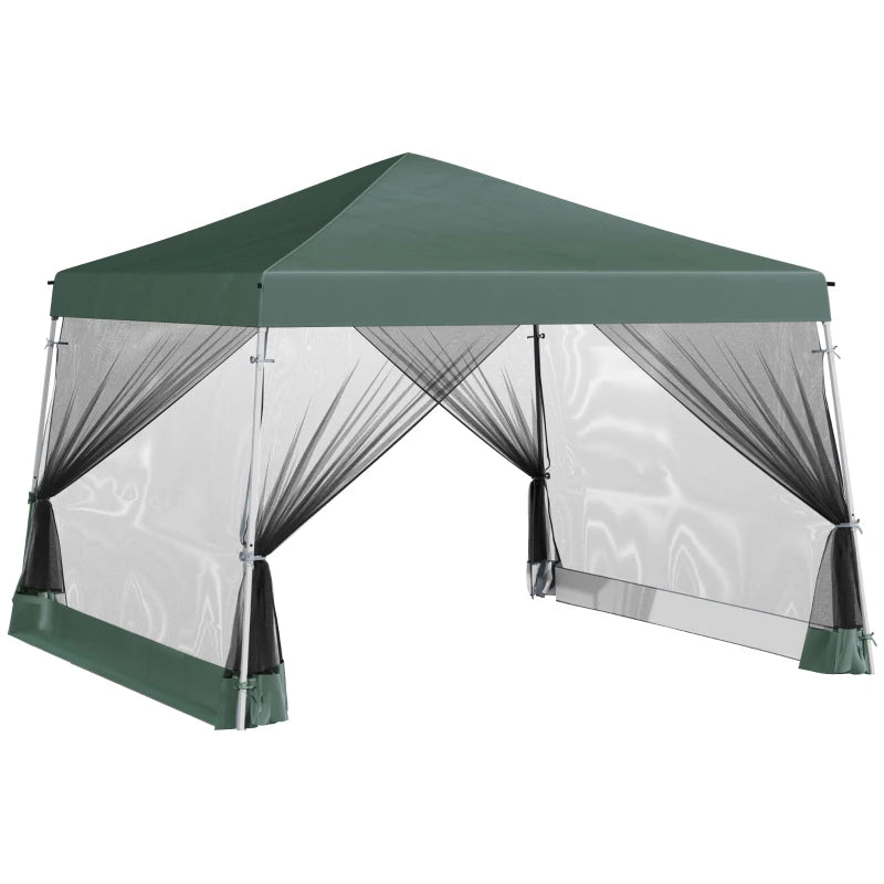 Green Outdoor Garden Pop-up Gazebo Canopy Tent Swith Mesh Screen Side Walls