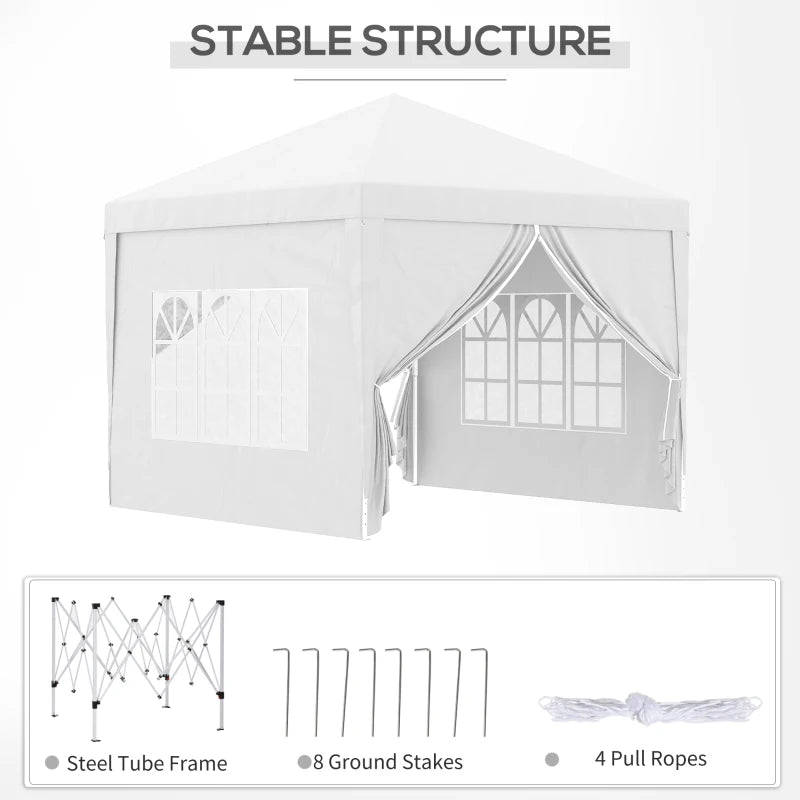 3m x 3m White Pop Up Gazebo