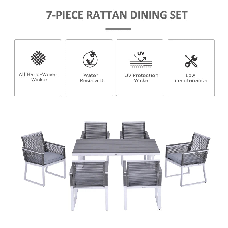 7 Piece Modern Rattan Dining Set