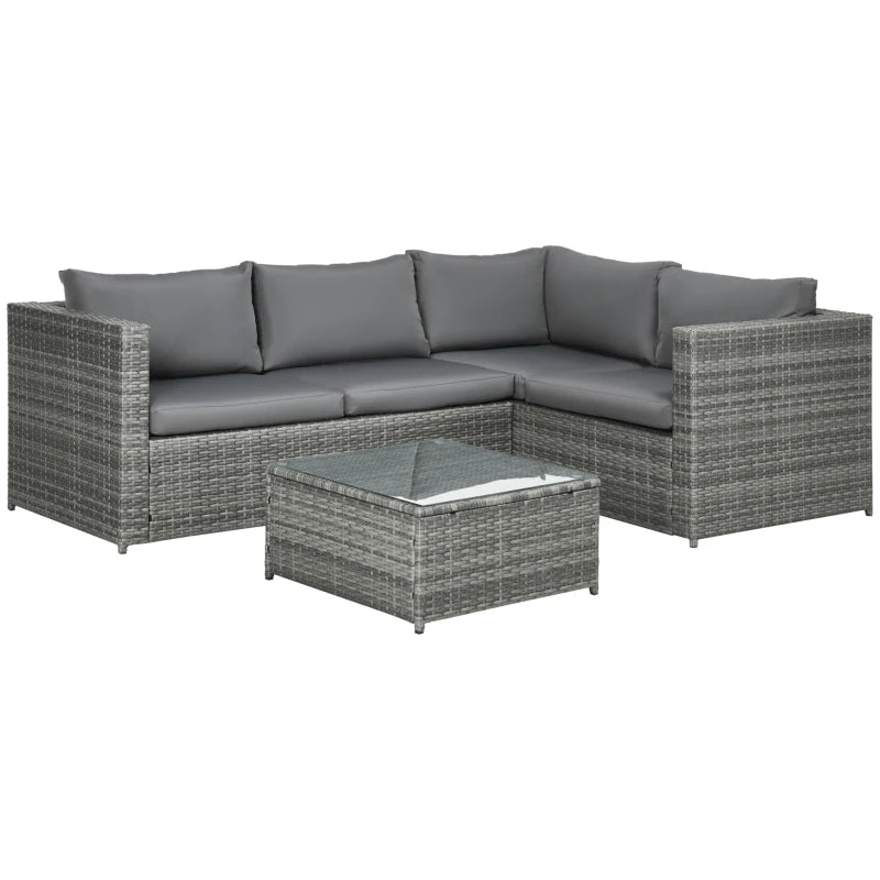 Grey 4 Seater Corner Sofa Set with Coffee Table