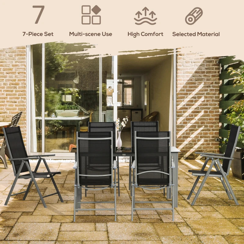 6 Seater Outdoor Aluminium Dining Ensemble - Foldable Chairs