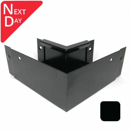 125x100mm Aluminium Box Gutter 90 Degree External Gutter Angle - RAL 9005M Matt Black