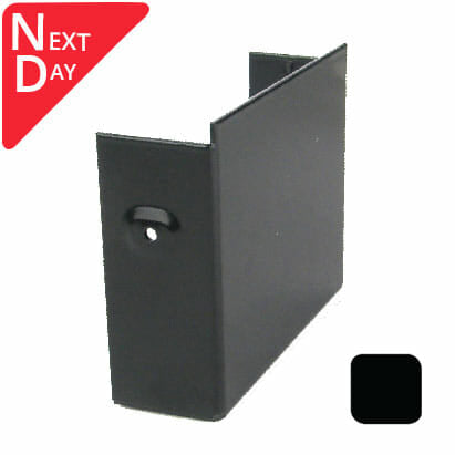 125x100mm Aluminium Box Gutter Right Hand Stopend - RAL 9005M Matt Black