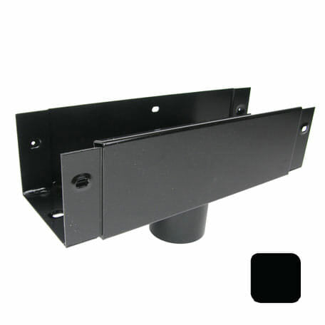 125x100mm Aluminium Box Gutter 100mm Running Outlet - Supplied with top fixing straps - RAL 9005M Matt Black