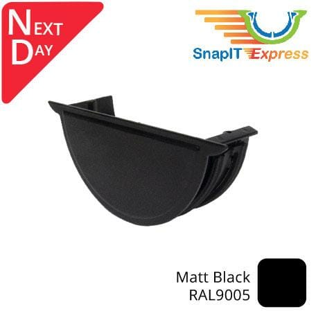 125mm (5") SnapIT Express Aluminium Half Round Stopend - RAL 9005M Matt Black