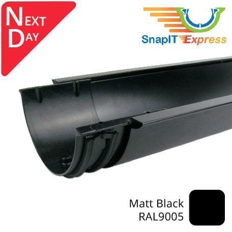 125mm (5") x 3m SnapIT Express Aluminium Half Round Gutter - RAL 9005M Matt Black