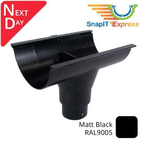 115mm (4.5") SnapIT Express Aluminium Half Round 63mm Outlet - RAL 9005M Matt Black