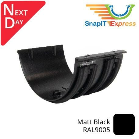 115mm (4.5") SnapIT Express Aluminium Half Round Gutter Union - RAL 9005M Matt Black