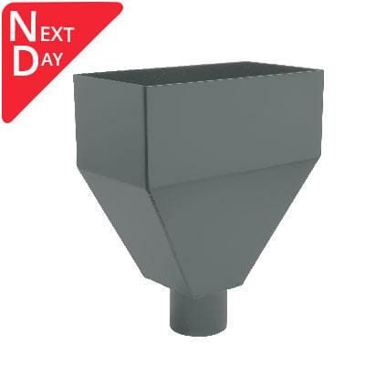 280mm Aluminium Neptune Hopper Head with 76mm (3") Outlet - RAL 7016m Anthracite Grey