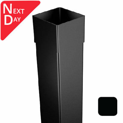 76mm Swaged Aluminium Square Downpipe x 2M PPC  - Matt Black