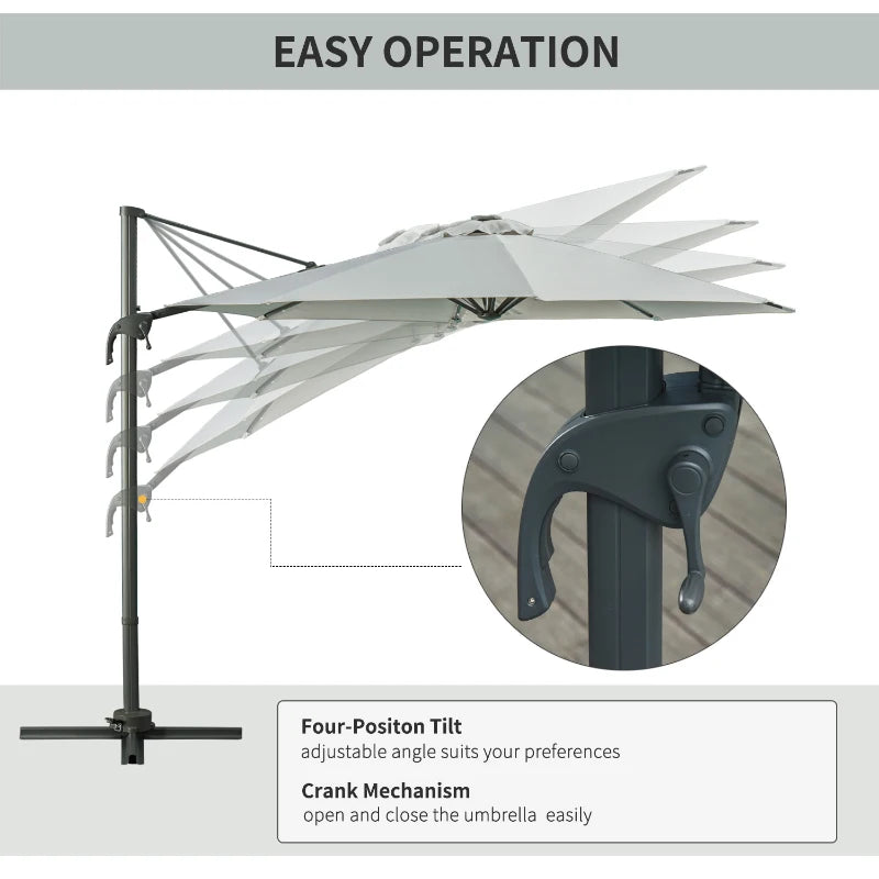 Grey 3m Cantilever Parasol With Cross Base