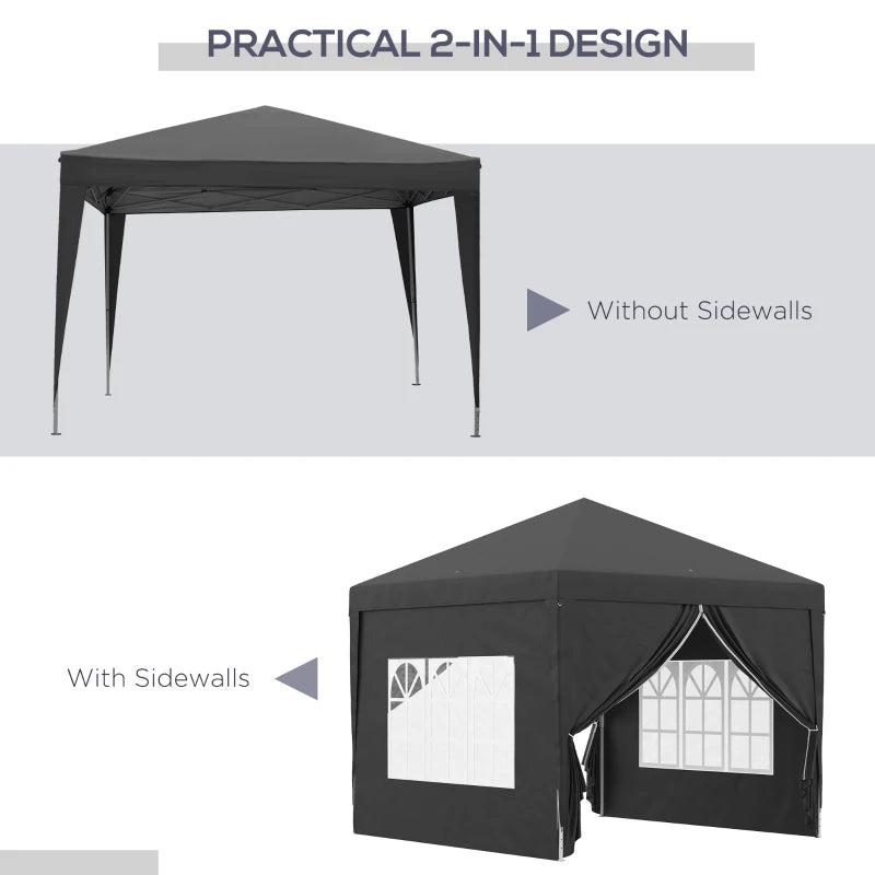 Black 3m x 3m Pop Up Gazebo