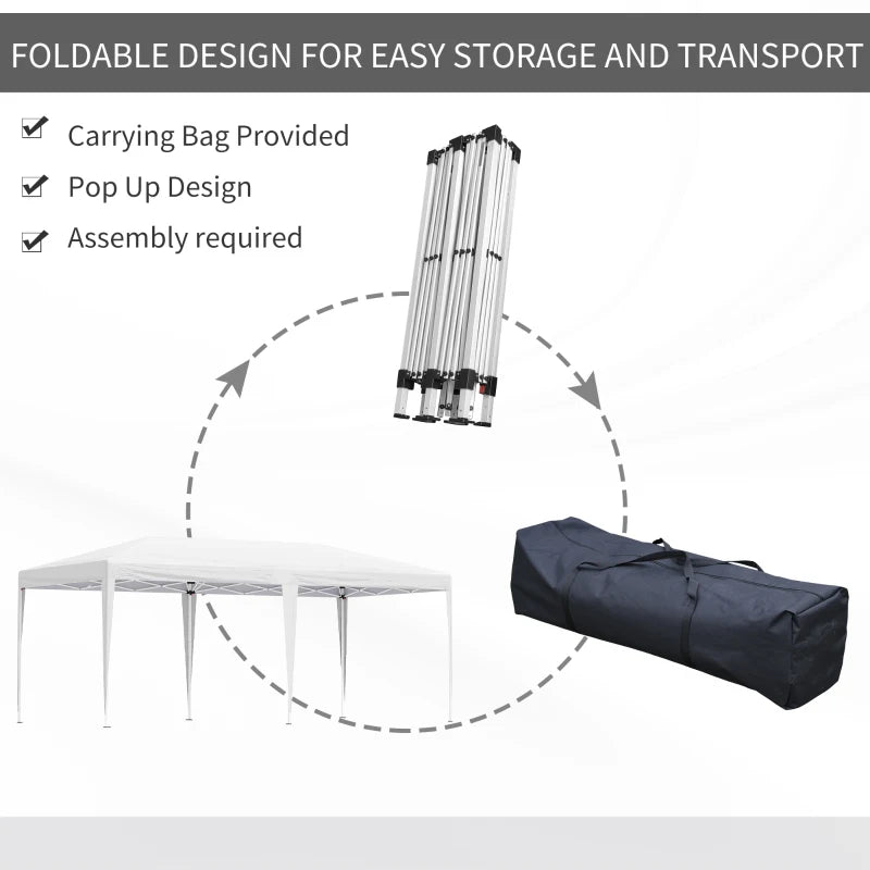 6m x 3m x 2.65m White Pop Up Gazebo