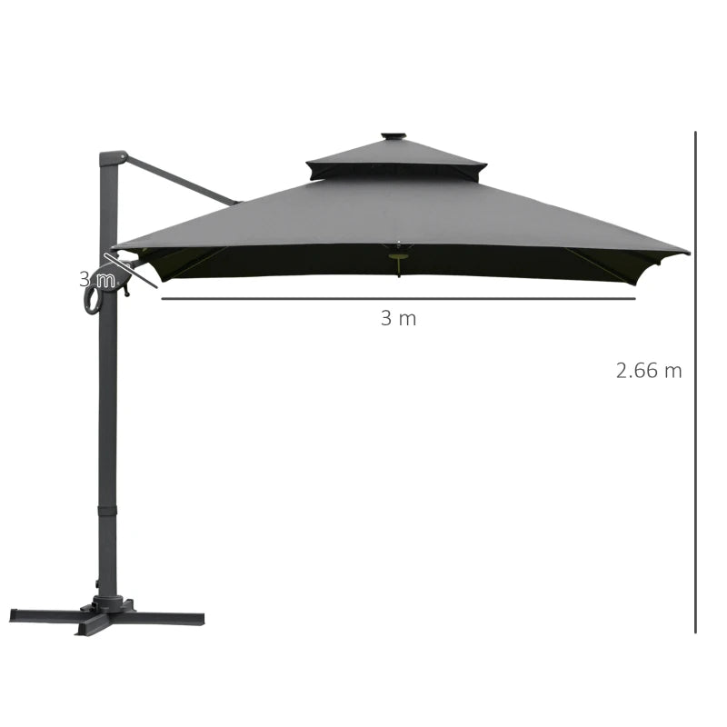 3m x 3m Square Aluminum Canopy With Adjustable Pole