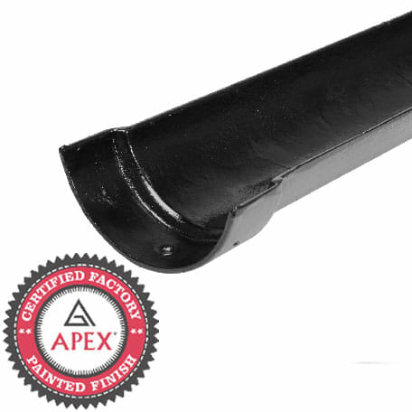 100mm (4") Half Round Cast Iron Gutter 1.83m Length - Black - Trade Warehouse