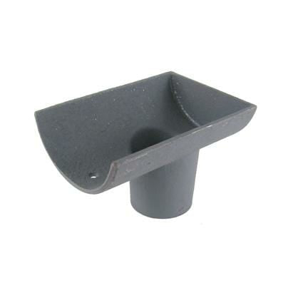 125mm (5") Half Round Cast Iron 75mm (3") Drop End Gutter Outlet - Internal - Primed - Trade Warehouse
