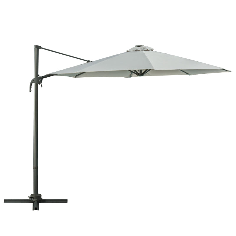 Grey 3m Cantilever Parasol With Cross Base