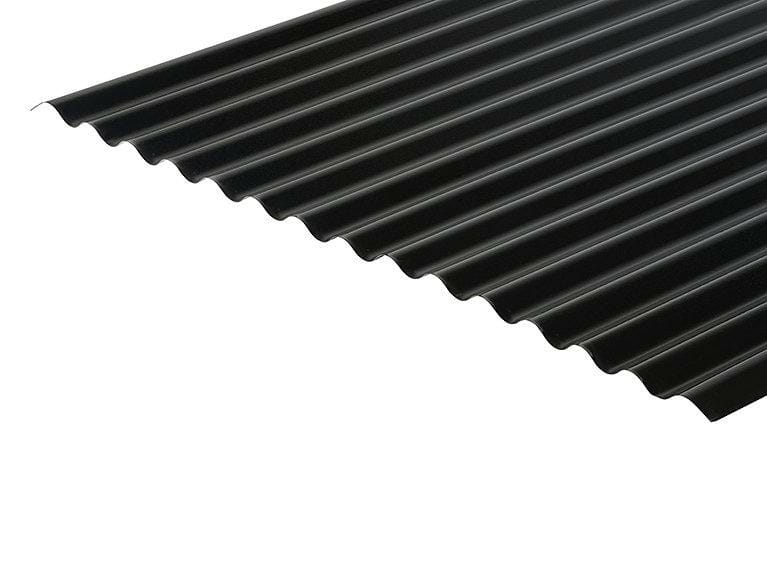 Corrugated 13/3 Profile PVC Plastisol Coated 0.7mm Metal Roof Sheet Black - Trade Warehouse