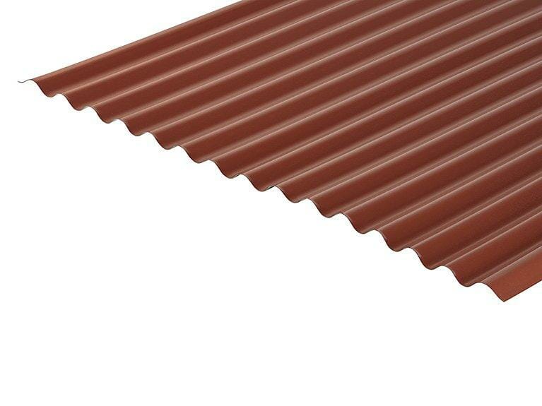 Corrugated 13/3 Profile PVC Plastisol Coated 0.7mm Metal Roof Sheet Chestnut - Trade Warehouse