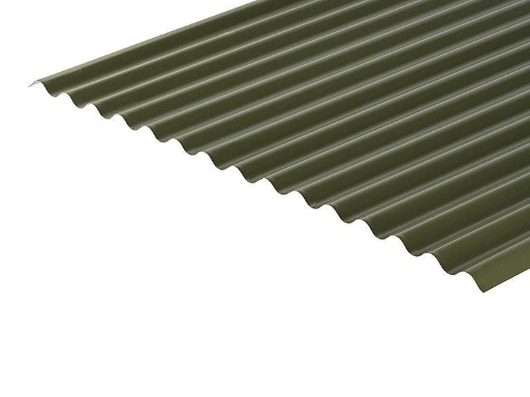 Corrugated 13/3 Profile PVC Plastisol Coated 0.7mm Metal Roof Sheet Olive Green - Trade Warehouse
