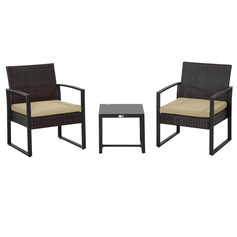 Beige Rattan Bistro Set With Coffee Table