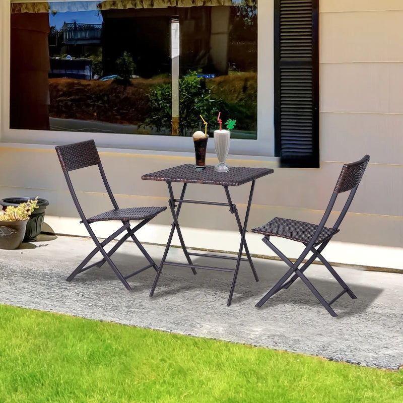 2-Seater Rattan Bistro Set With 1 table and 2 Chairs