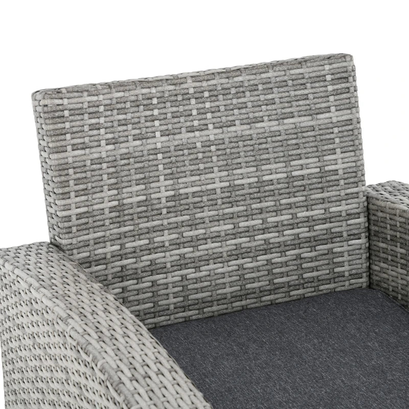 Rattan Garden Furniture Set with Three-seats, Armchairs, Footstools and Glass Top Dining Table