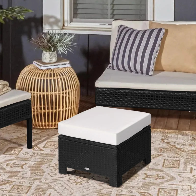 Black rattan footstool deals