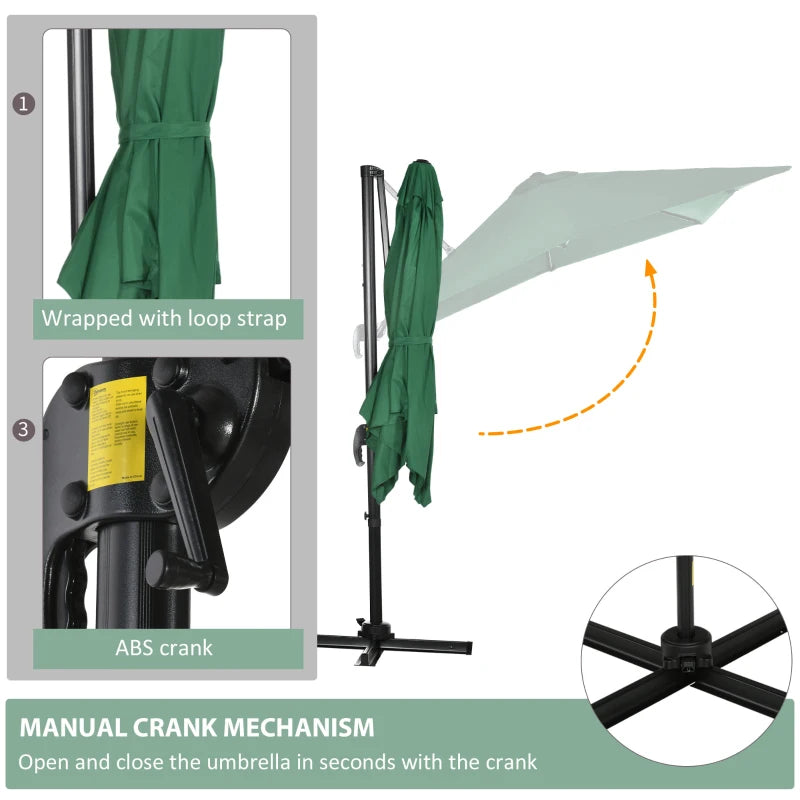 Green Square Parasol With 360° Rotation