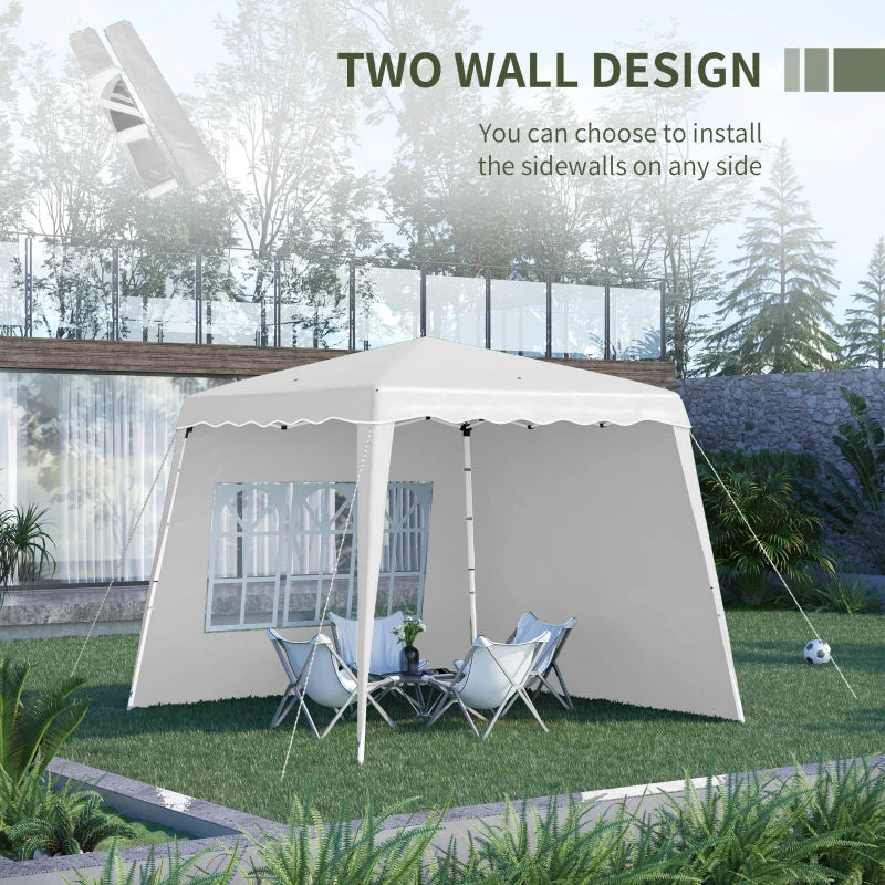 Pop Up Gazebo with 2 Sides, Slant Legs and Carry Bag