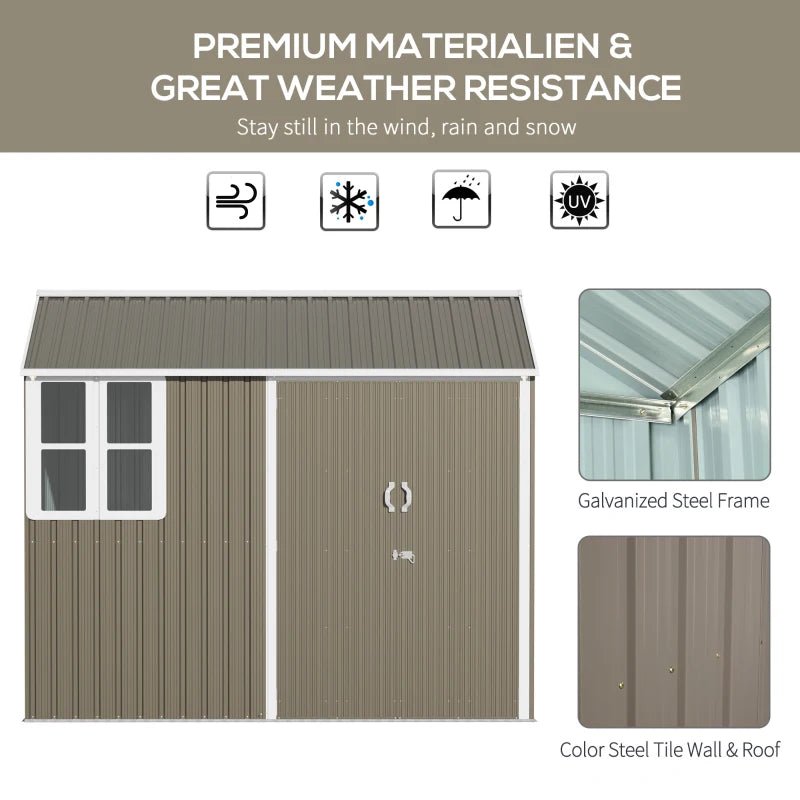 Grey and White Corrugated Shed With Window - Trade Warehouse