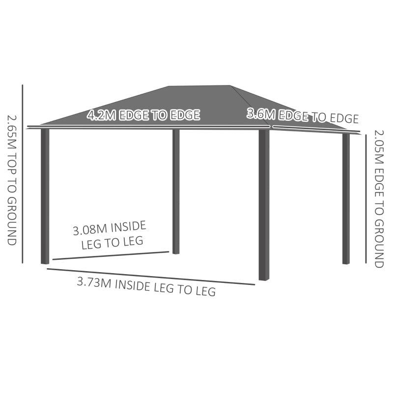 Grey Gazebo With Polycarbonate Roof & Aluminium Frame - Trade Warehouse