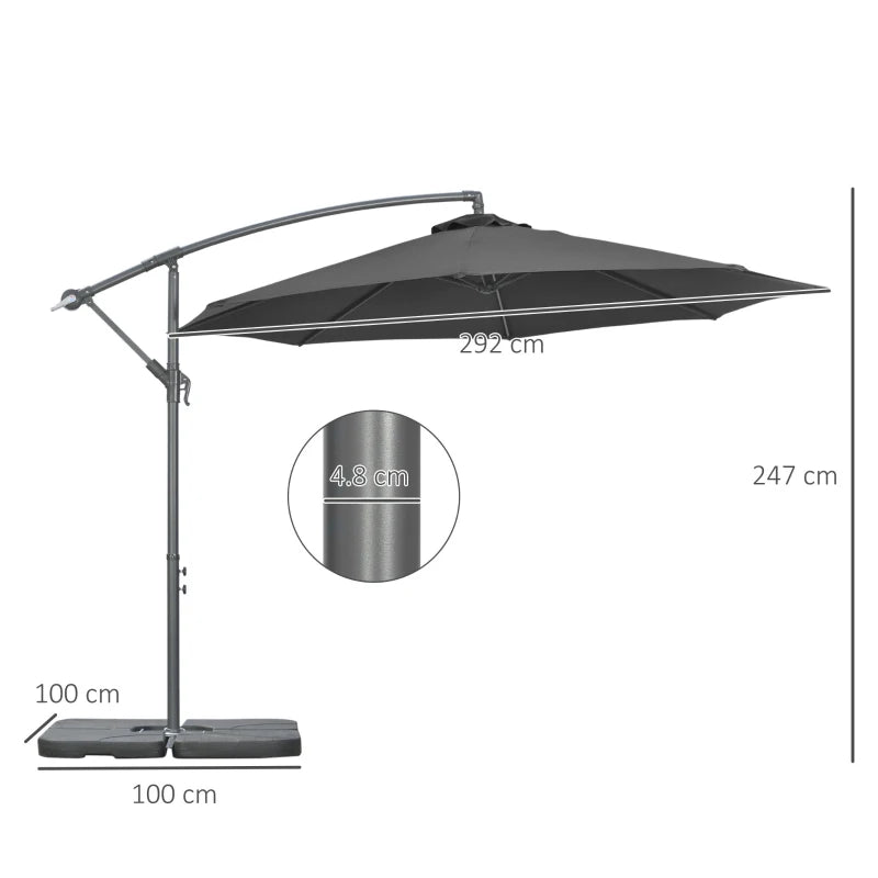 Black Banana Parasol With Adjustable Crank Handle