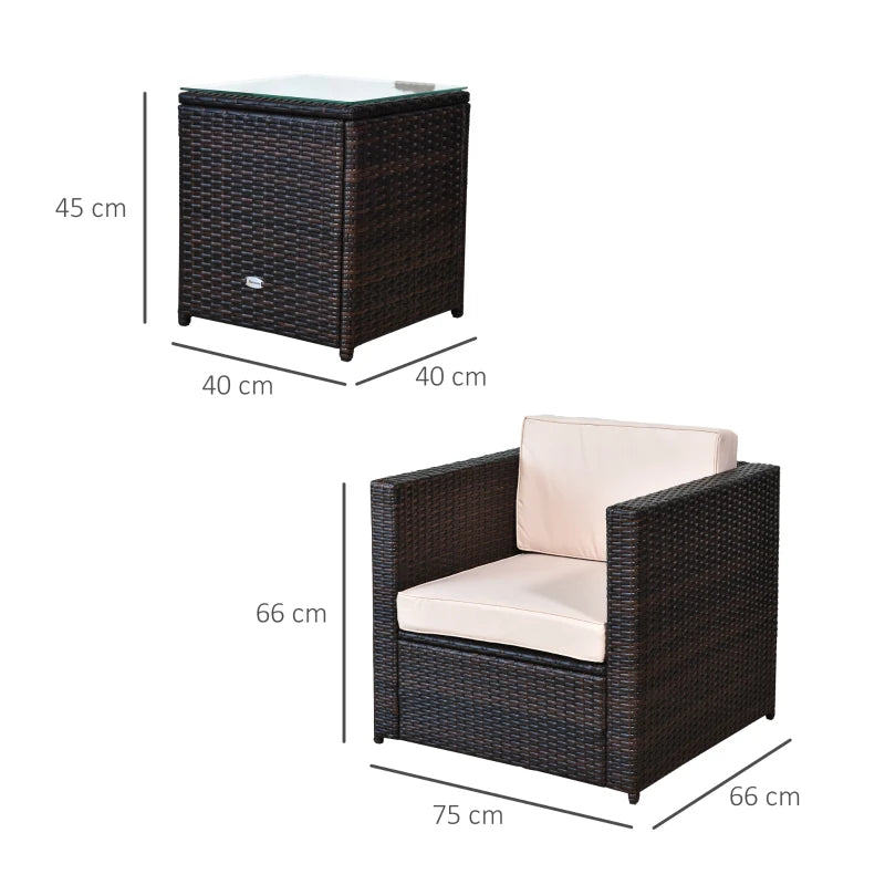 Brown 2-Seater Rattan Chair Set With Steel Frame